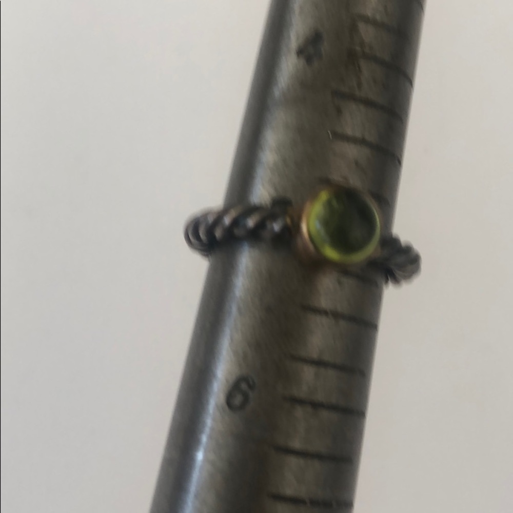 Sterling Stackable Pair 2 Rings Peridot Garnet Gem - image 5